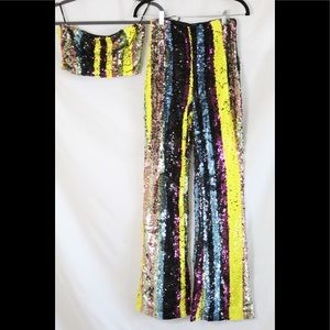 Sequin 2 piece set with top and pant